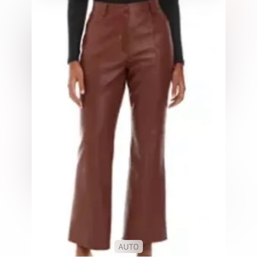 Biltmore Faux Brown Leather Cropped Ankle Bootcut Flare Pants Women 8